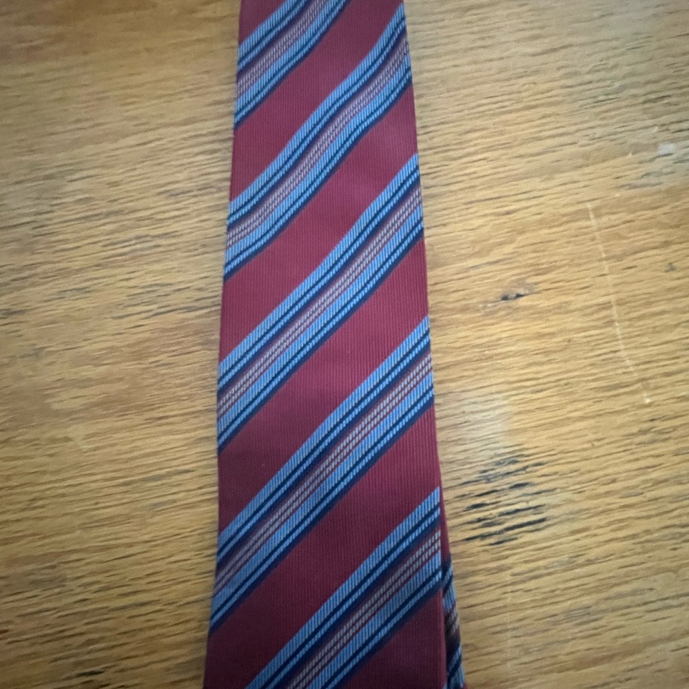 Jos.A.Bank 100% Silk Elegant Striped Red and Blue Men's Tie